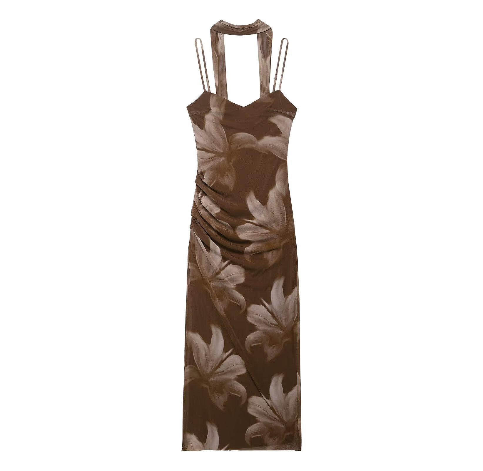 Women Clothing Printed Slim Figure Flattering Side Slit Dress by Ragazza