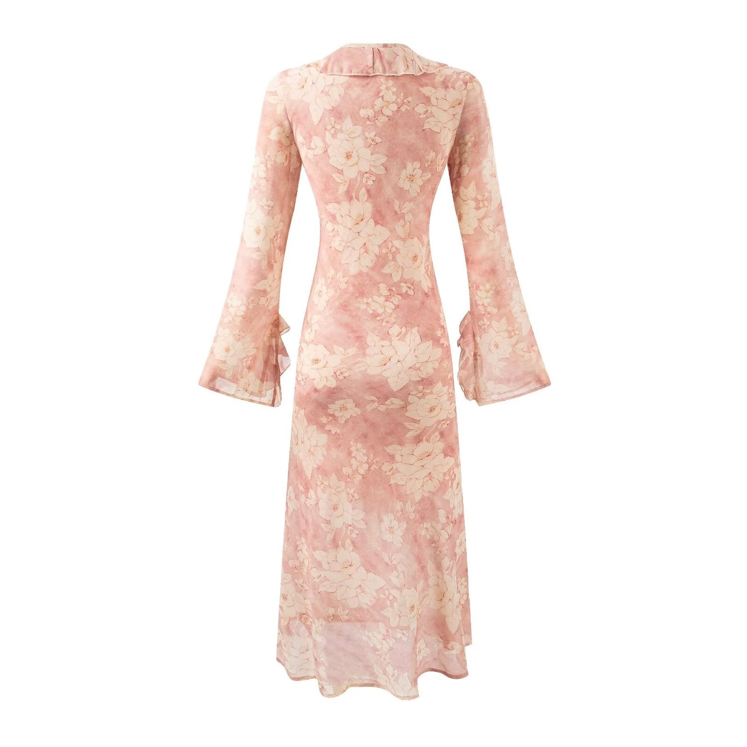 Women Bell Sleeve Mid Length Long Sleeve Printed Dress by Ragazza