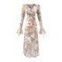 Summer Women Long Sleeved V neck Printed Dress Women by Ragazza