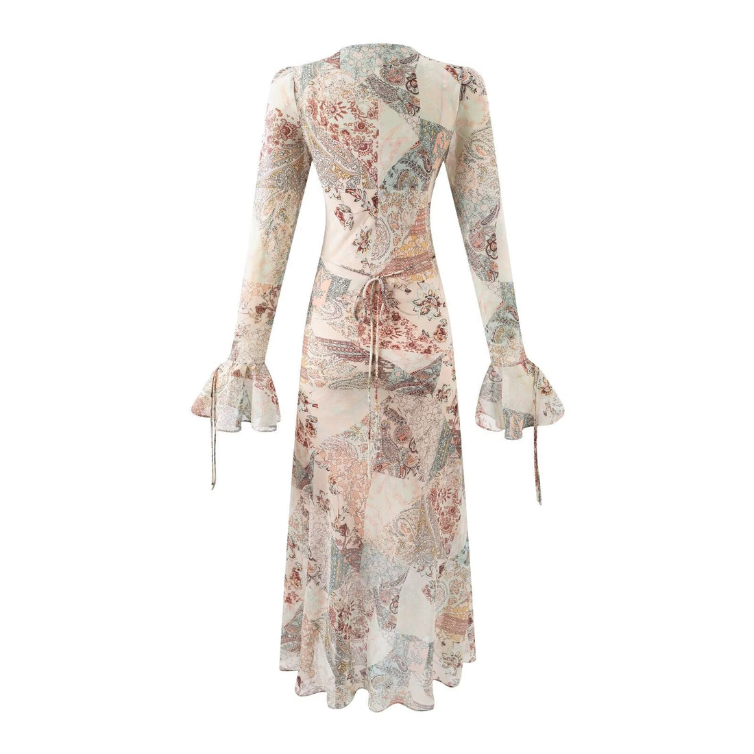 Summer Women Long Sleeved V neck Printed Dress Women by Ragazza
