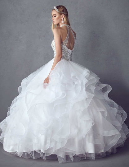 Juliet 1420 Crystal Beading Layered Tulle Skirt Quinceanera Dress by DiscountDressShop