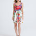 Women High Waisted Printed Halter Top Short Dress With Elastic Back Straps by Ragazza