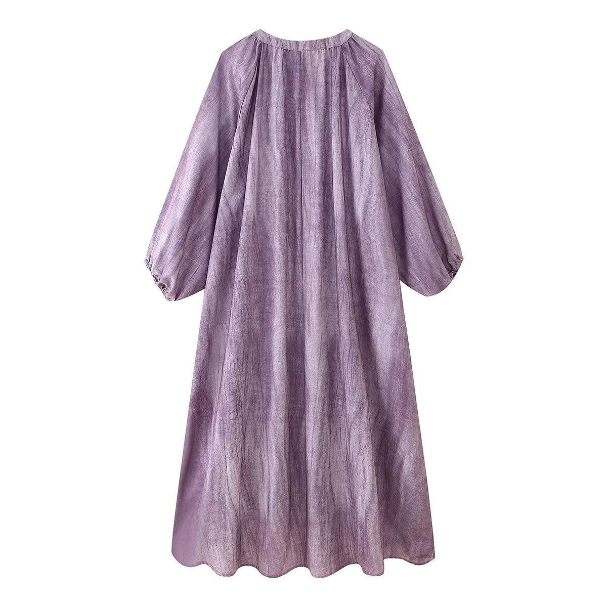 Women Clothing Western Linen Tie Dyed Long Shirt Dress by Ragazza