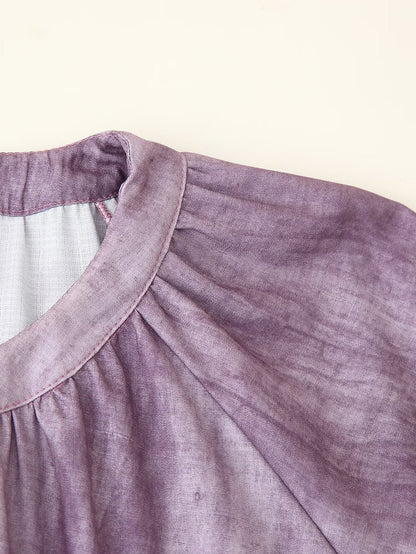 Women Clothing Western Linen Tie Dyed Long Shirt Dress by Ragazza