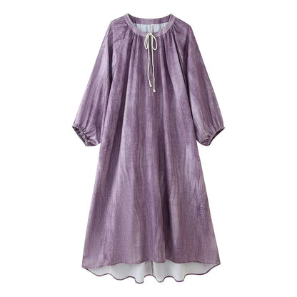 Women Clothing Western Linen Tie Dyed Long Shirt Dress by Ragazza