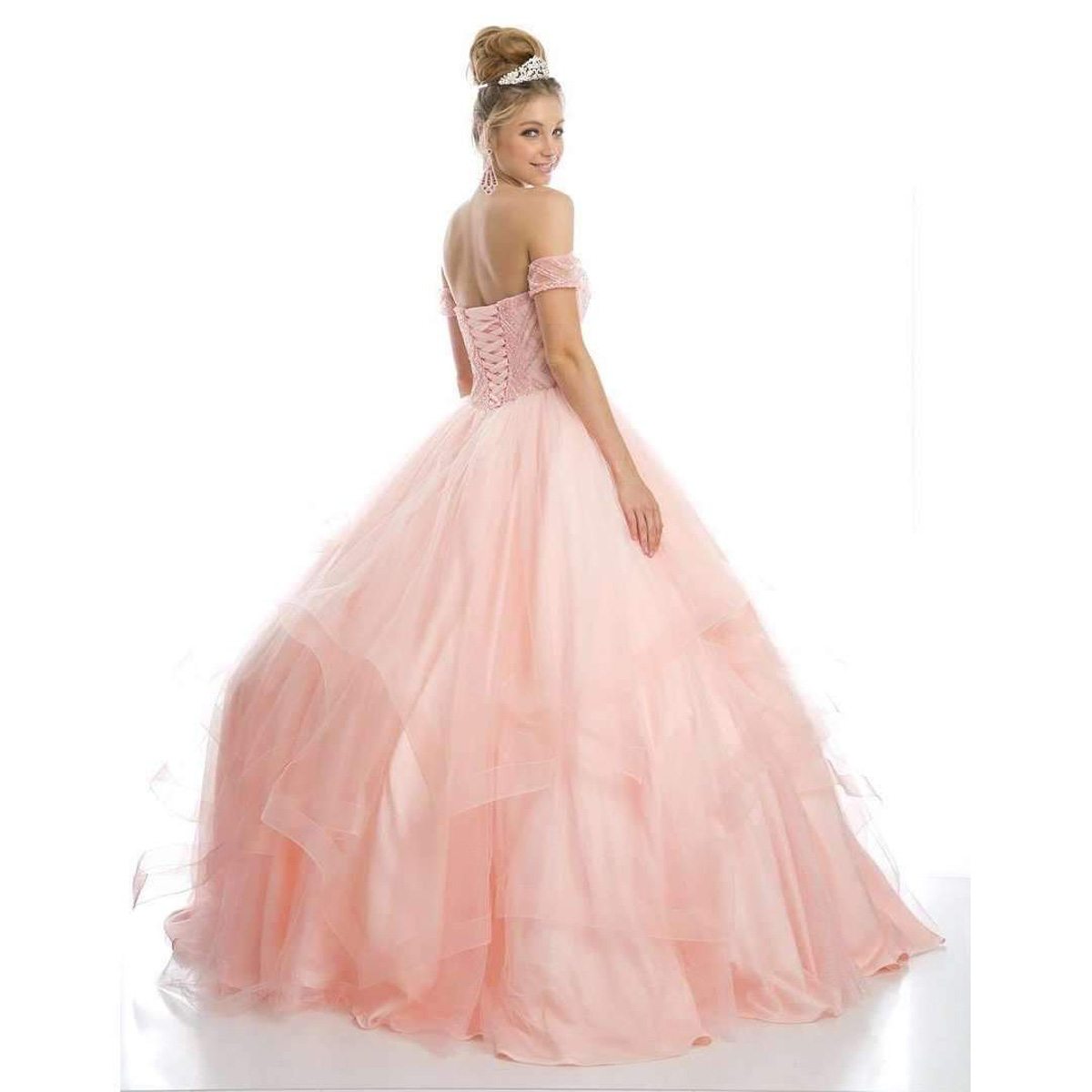 Juliet 1424 Quinceanera Ball Gown Tulle Skirt Arm Bands Beaded Bodice by DiscountDressShop