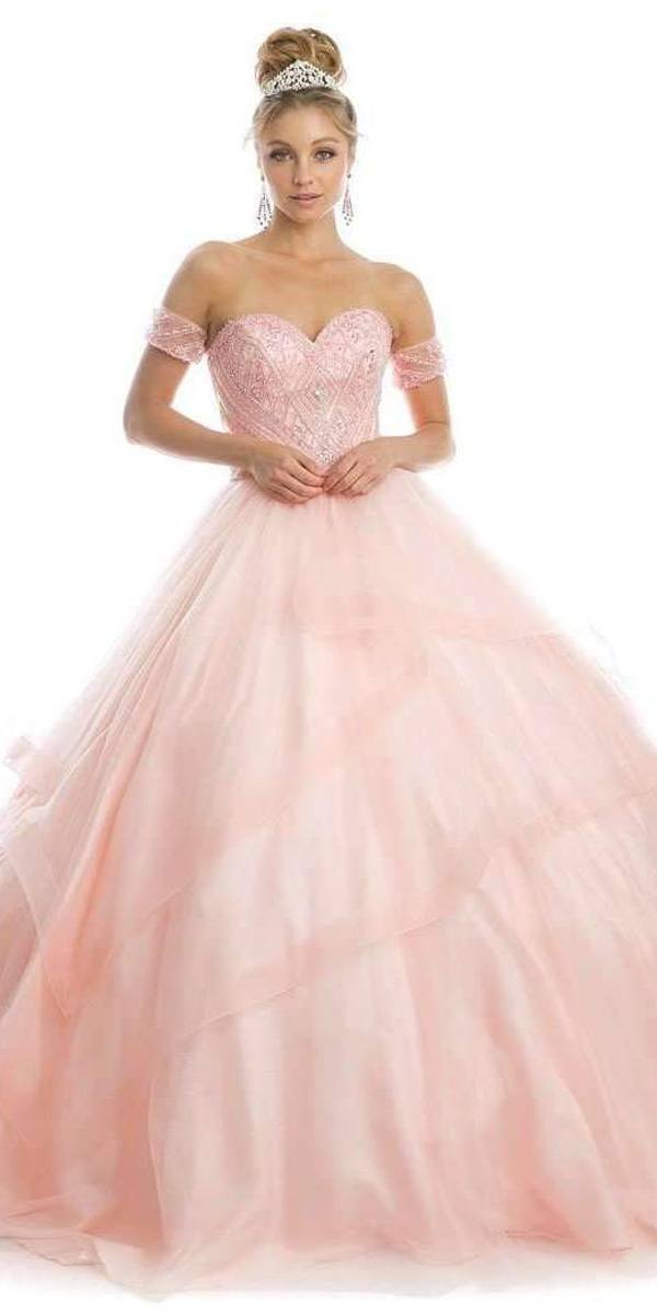 Juliet 1424 Quinceanera Ball Gown Tulle Skirt Arm Bands Beaded Bodice by DiscountDressShop