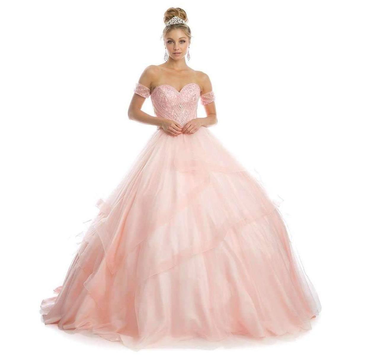 Juliet 1424 Quinceanera Ball Gown Tulle Skirt Arm Bands Beaded Bodice by DiscountDressShop