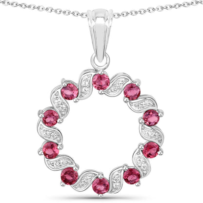 1.30 Carat Genuine Pink Tourmaline and White Topaz .925 Sterling Silver Pendant by Bids.com