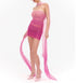 Holiday Gradient Pink Pleated Slim Fit Ribbon Tube Top Dress Elastic Wrapped Sexy Women Dress by Ragazza