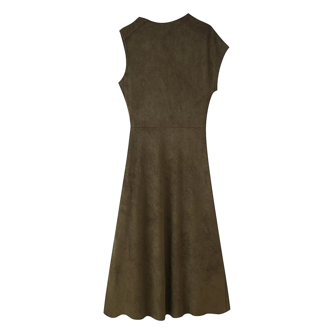 Early Autumn Women Clothing French Suede Leather Mid-Length Irregular Asymmetric Dress by Ragazza