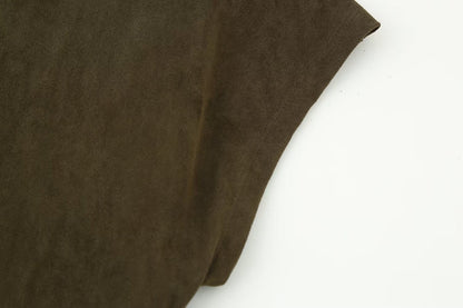 Early Autumn Women Clothing French Suede Leather Mid-Length Irregular Asymmetric Dress by Ragazza