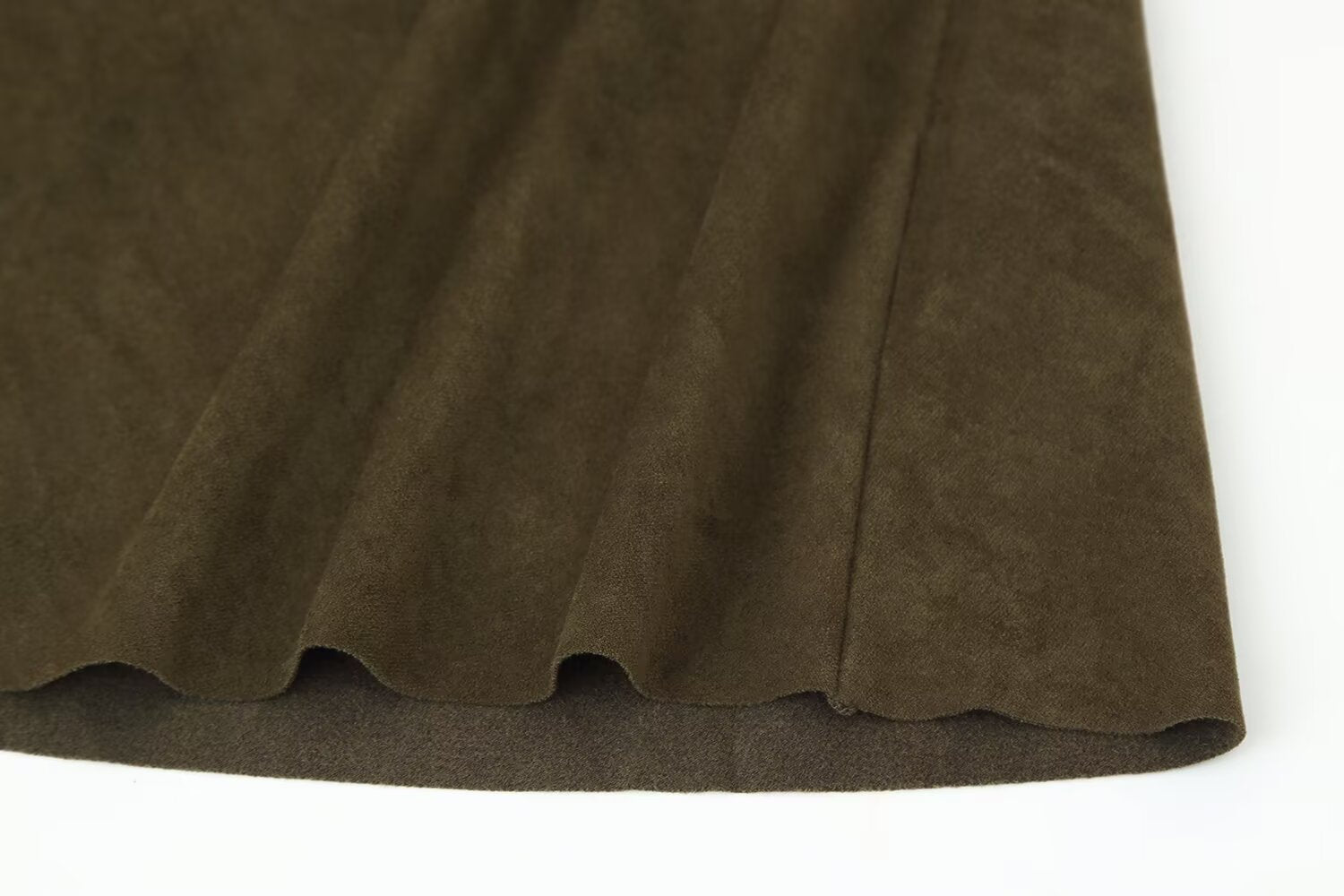 Early Autumn Women Clothing French Suede Leather Mid-Length Irregular Asymmetric Dress by Ragazza