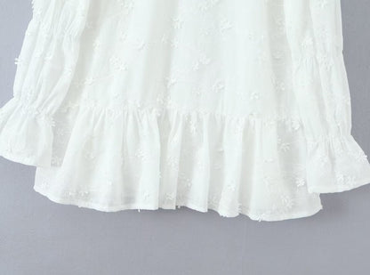 Women Clothing Fashionable Embroidery Three Dimensional Floral Backless Horse Hoof Sleeve Dress by Ragazza