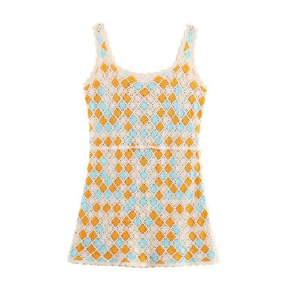 Women Clothing Fall Cute Youth Looking Girlish Crochet Vest Dress by Ragazza