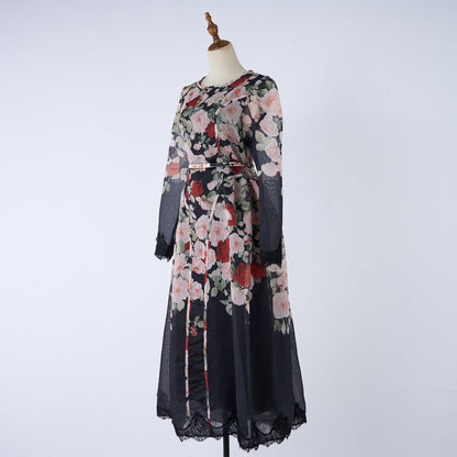 Women Printed Long Sleeved Summer And Autumn Vacation Dress by Ragazza