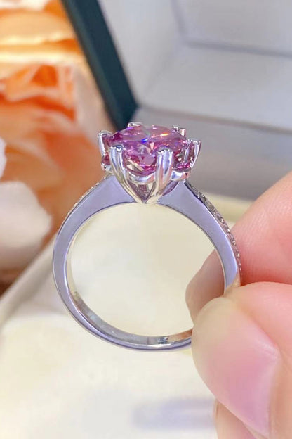 Shining For You 2 Carat Pink Brilliant Round Cut Sparkala™ Platinum Over Pure Sterling Silver Ring by Sparkala