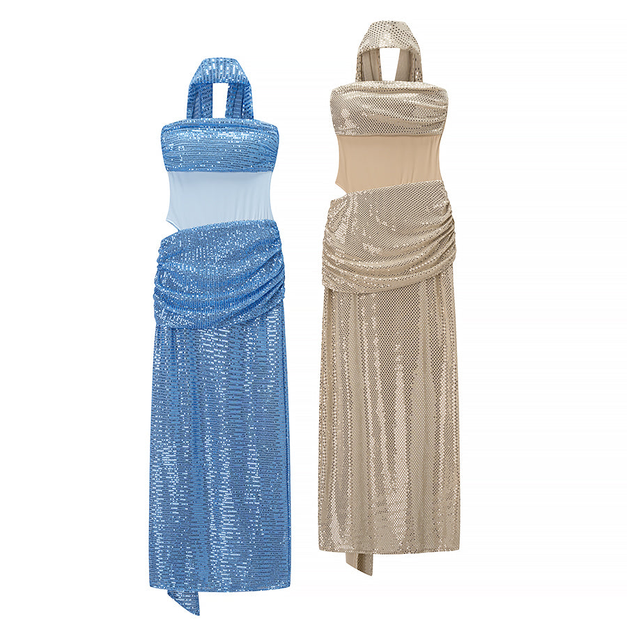 Autumn Entry Lux Sequined Ribbon Sleeveless Tube Top Cocktail Dress by Ragazza