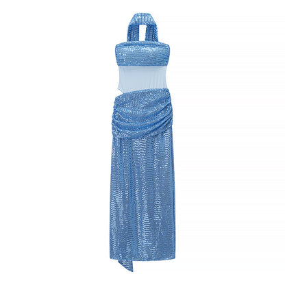 Autumn Entry Lux Sequined Ribbon Sleeveless Tube Top Cocktail Dress by Ragazza