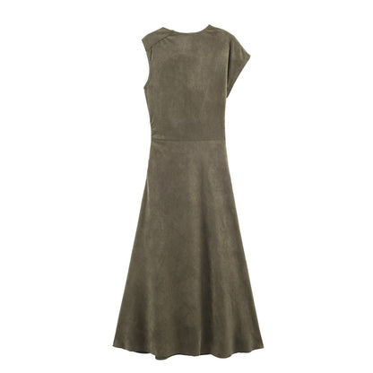 Women Clothing at Suede Effect Asymmetric Dress by Ragazza