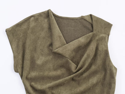 Women Clothing at Suede Effect Asymmetric Dress by Ragazza