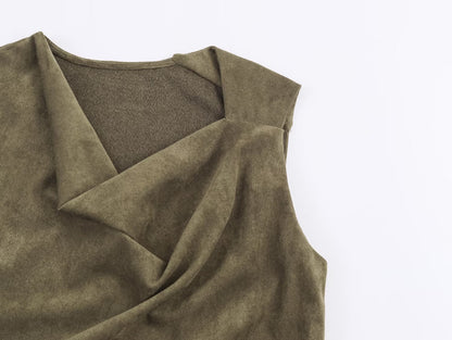 Women Clothing at Suede Effect Asymmetric Dress by Ragazza