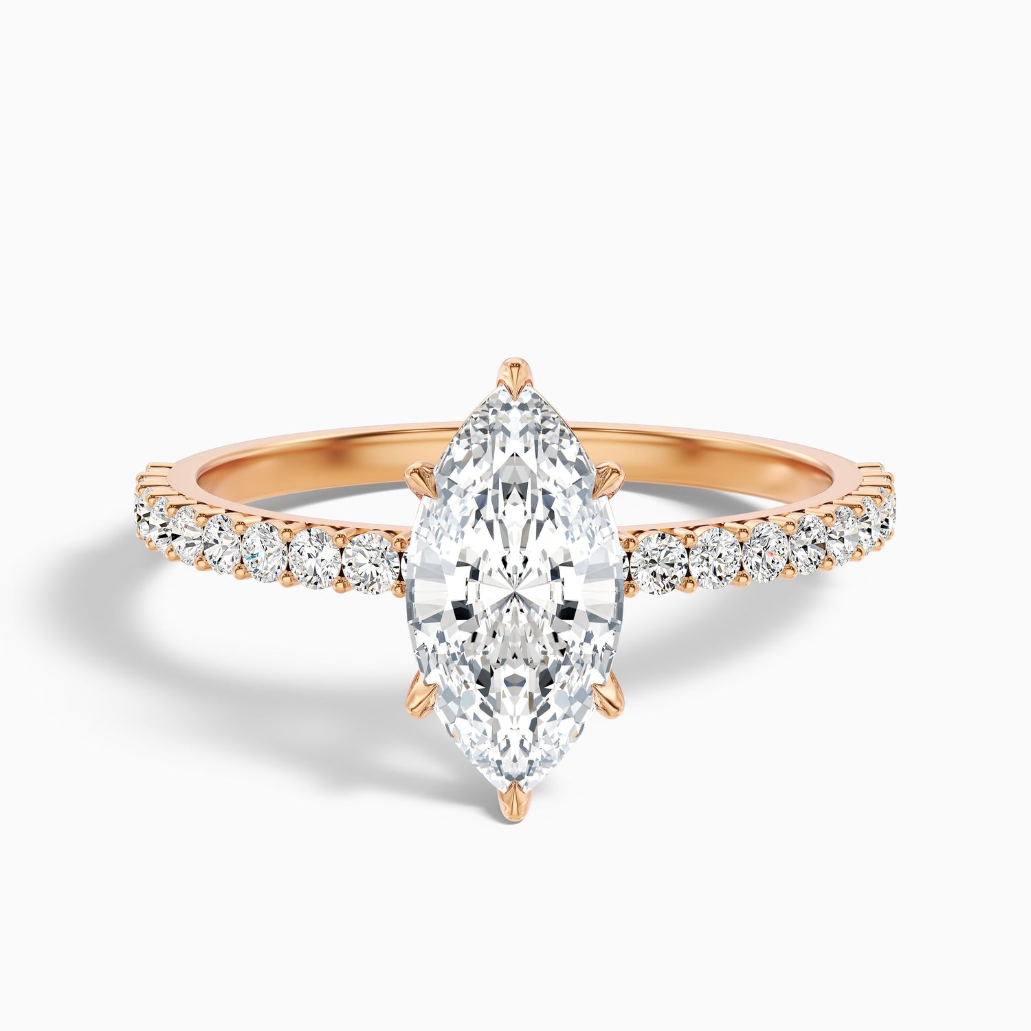 Naomi 3.5 Carat Marquise Side Stone Moissanite Engagement Ring in 14k Rose Gold
