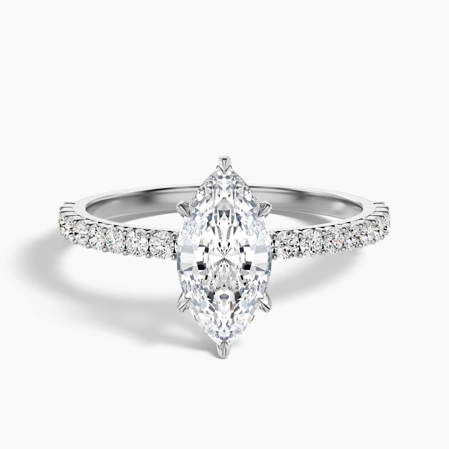 Naomi 1.5 Carat Marquise Side Stone Moissanite Engagement Ring in 18k Yellow Gold