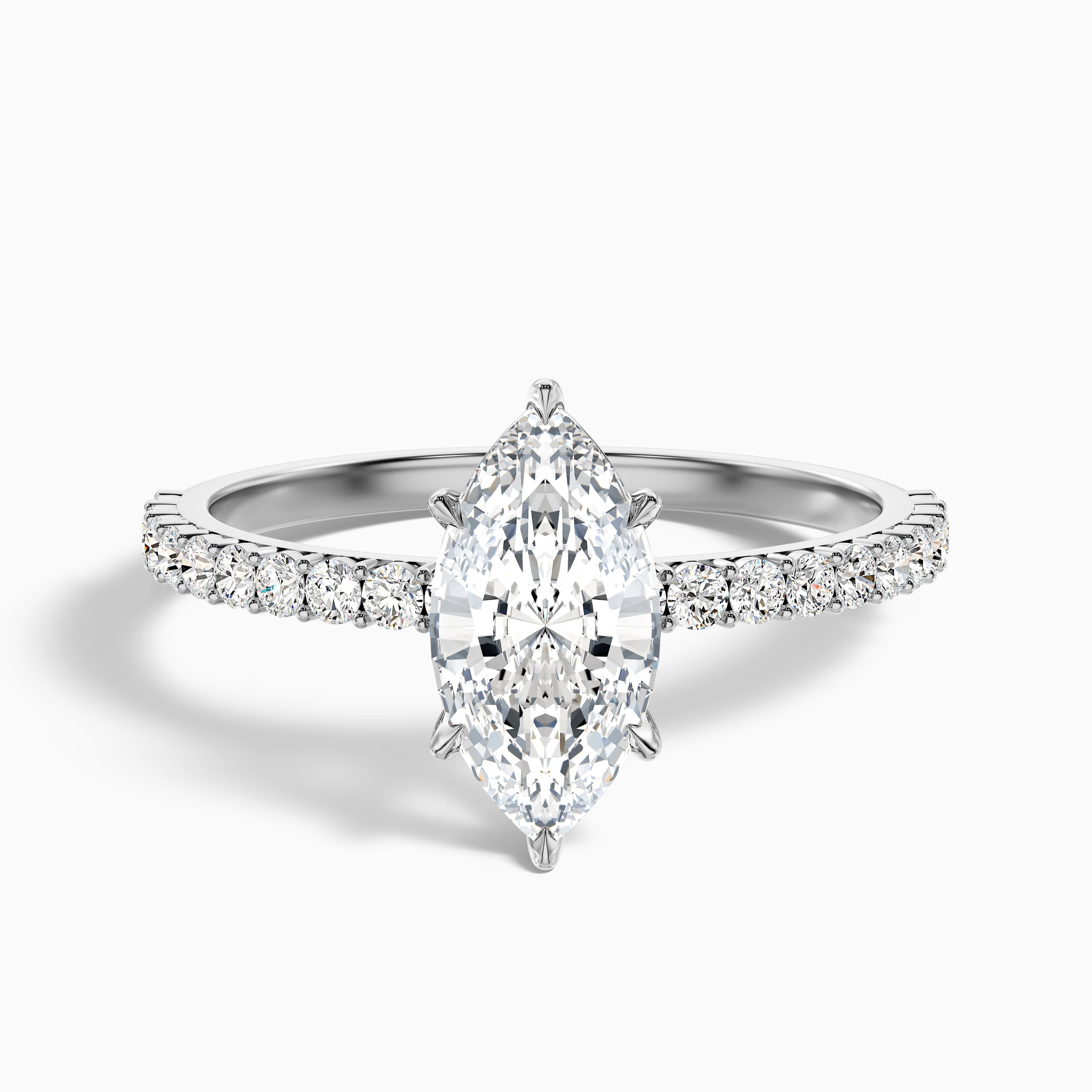 Naomi 3.5 Carat Marquise Side Stone Moissanite Engagement Ring in 14k Yellow Gold