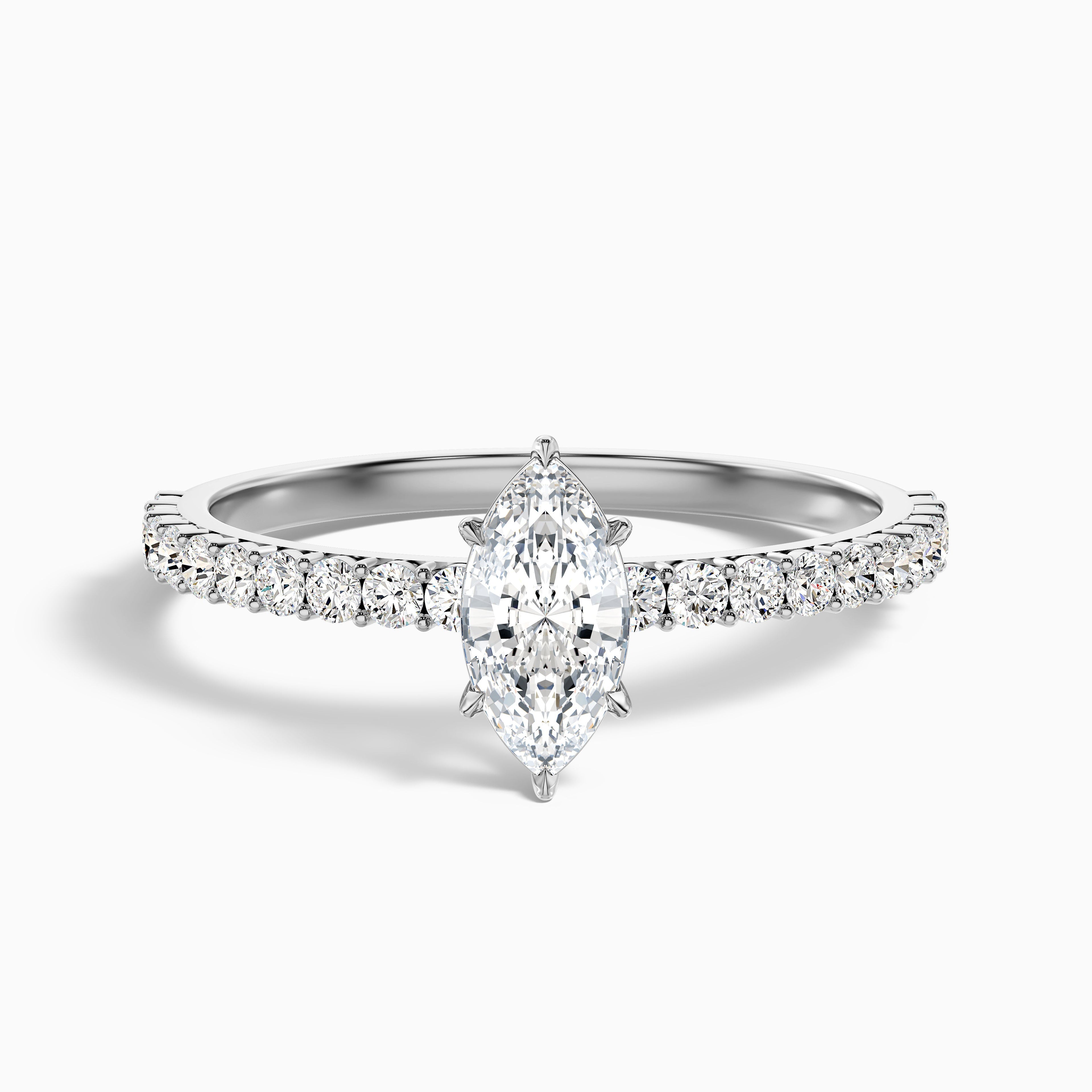 Jamie 3.5 Carat Marquise Side Stone Pave Lab Grown Diamond Ring in 10k Rose Gold