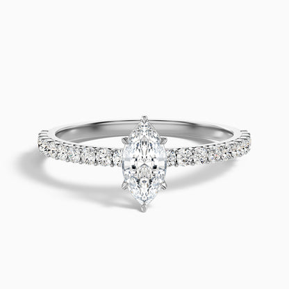 Jamie 5 Carat Marquise Side Stone Pave Lab Grown Diamond Ring in 14k Yellow Gold