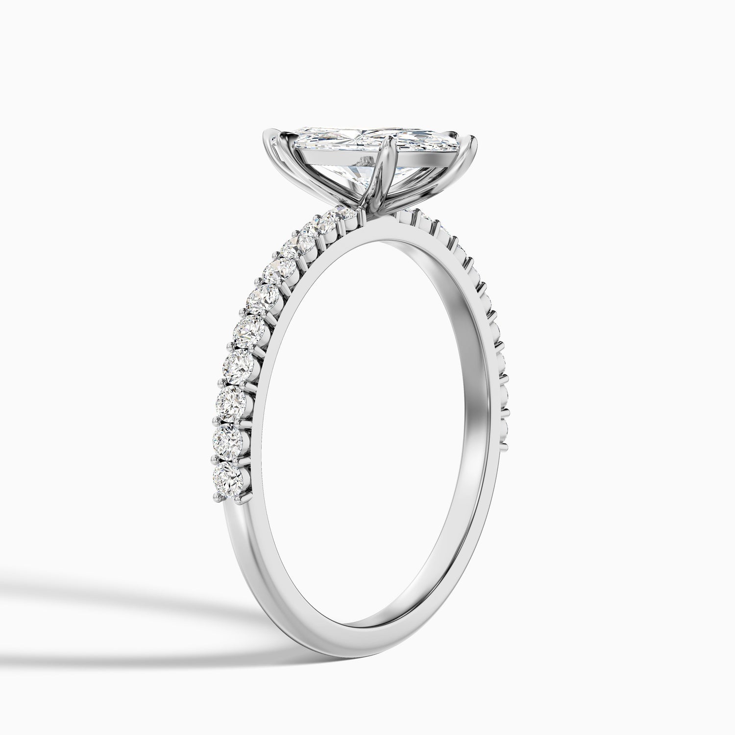 Naomi 1.5 Carat Marquise Side Stone Moissanite Engagement Ring in 14k White Gold