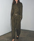 Women Clothing Waist Pleated Suede T shirt Top Belt Pants Suit Women by Ragazza