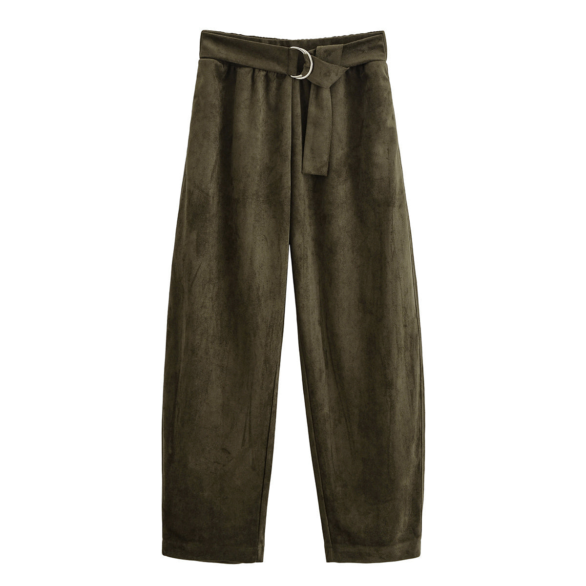 Women Clothing Waist Pleated Suede T shirt Top Belt Pants Suit Women by Ragazza
