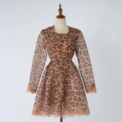 Women Elegant Printed Leopard Print Linen Wrap Around Dress by Ragazza