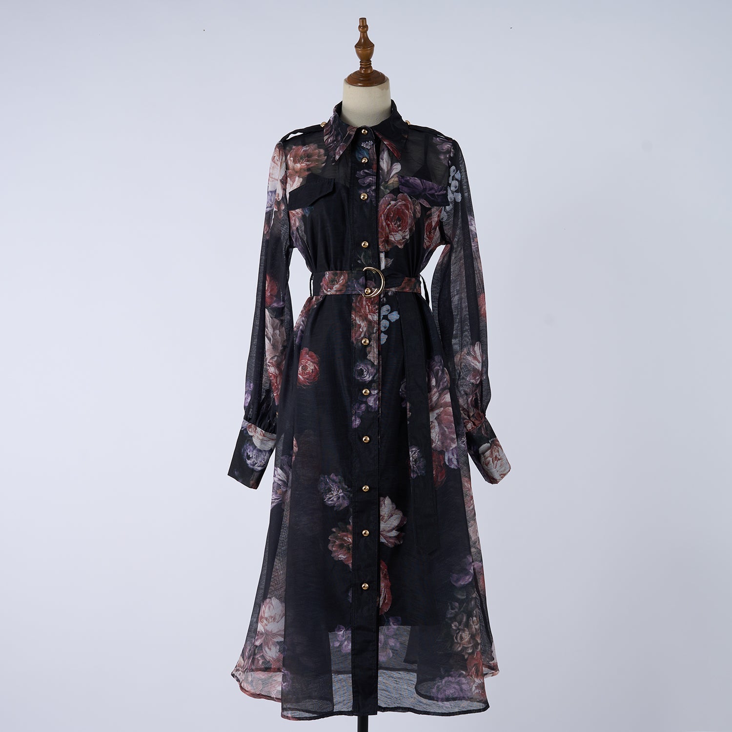 Women Autumn Silk And Cotton Floral Pattern Workwear Style Blouse Style Dress by Ragazza