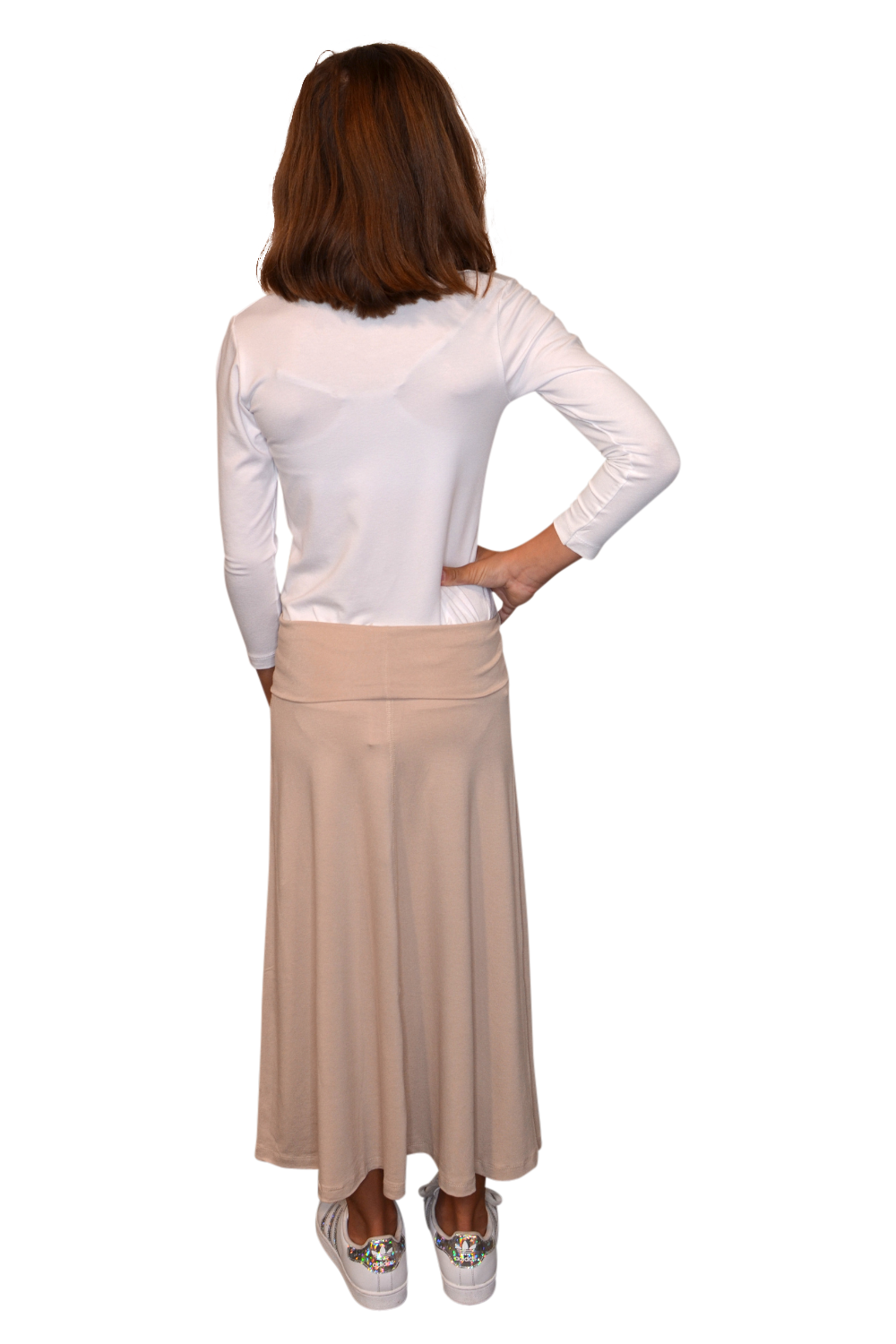 Girls Sleek A-Line Maxi Skirt with Adjustable Waist by Kosher Casual USA