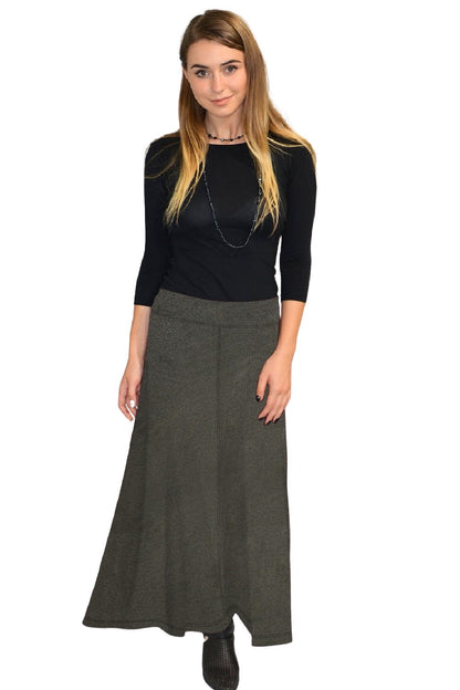 Sleek A-Line Maxi Skirt with Adjustable Fold-Over Waist by Kosher Casual USA