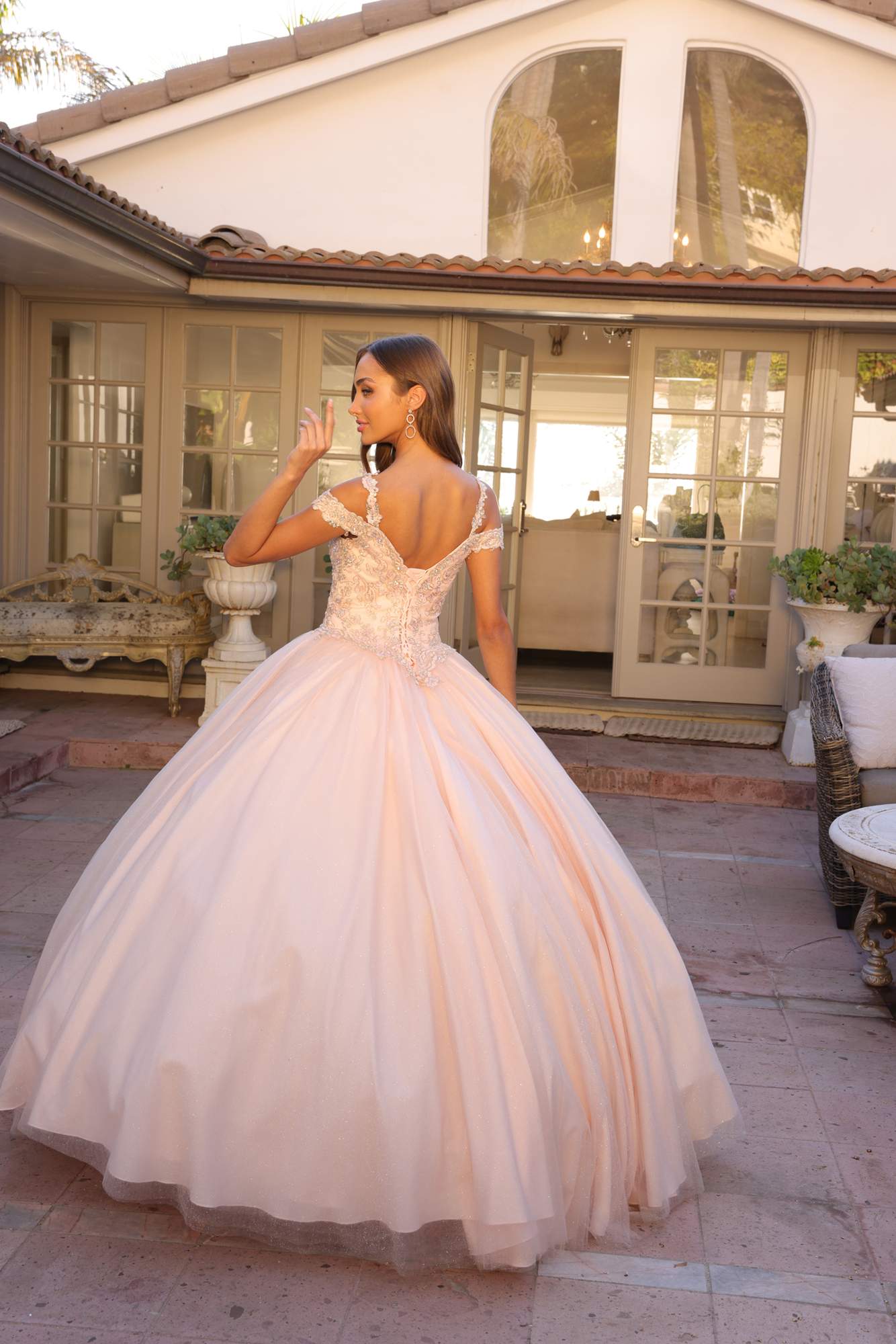 Juliet 1430 Dress Quinceanera Ball Gown Embroidered Applique Glitter Tulle by DiscountDressShop