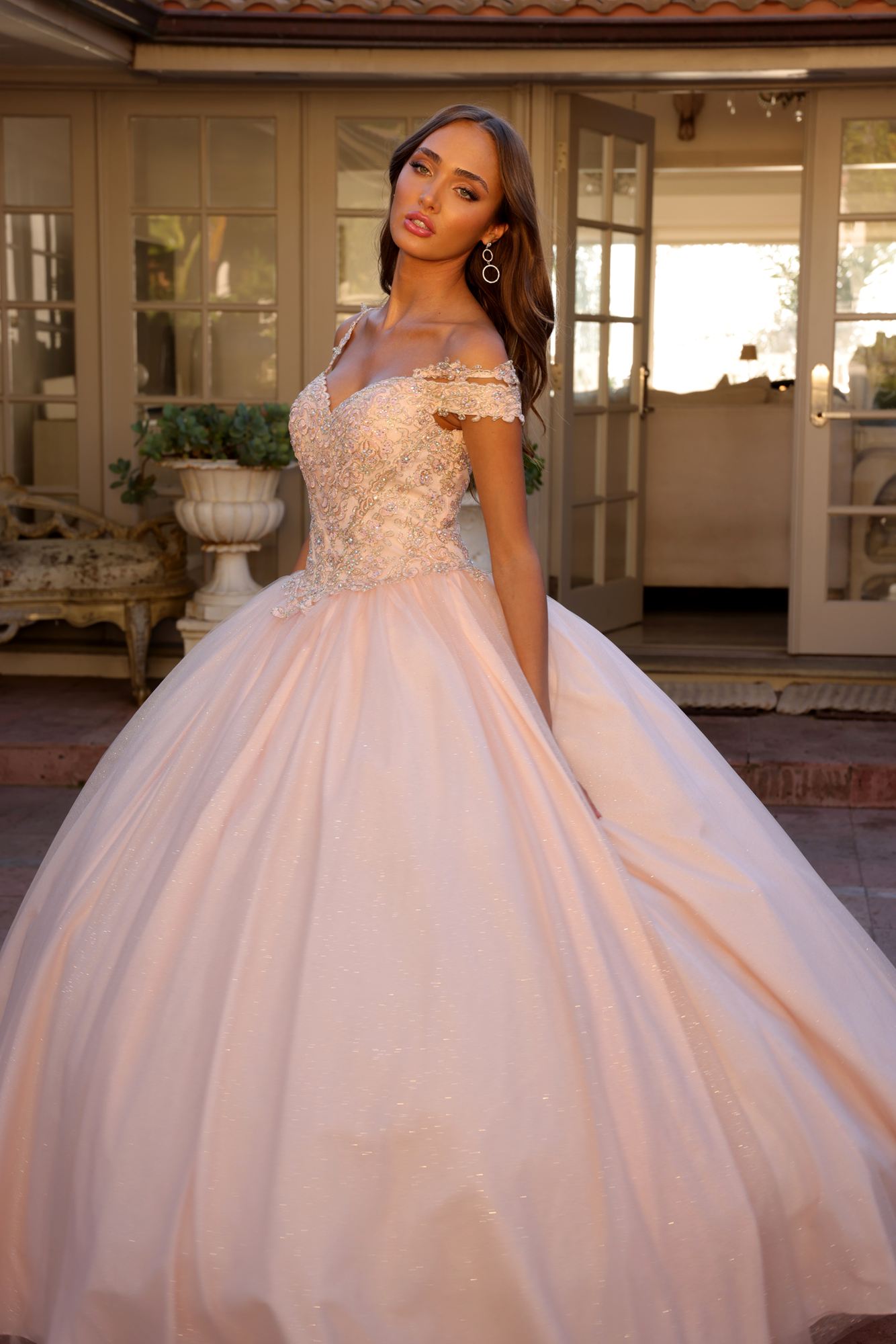 Juliet 1430 Dress Quinceanera Ball Gown Embroidered Applique Glitter Tulle by DiscountDressShop
