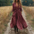 Retro Long Sleeve Bohemian Long Cotton Linen Dress by Ragazza