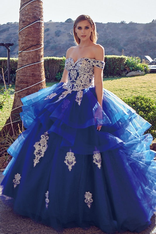 Juliet 1432 Dress Quinceanera Ball Gown Metallic Embroidery Glitter Tulle by DiscountDressShop