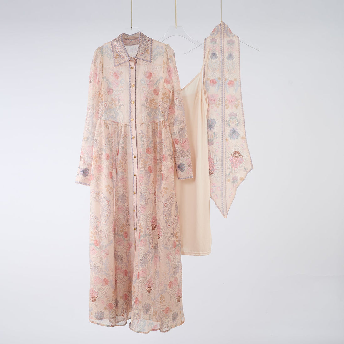 Women Spring Autumn Two Piece Set Printed Single Breasted Maxi Dress by Ragazza