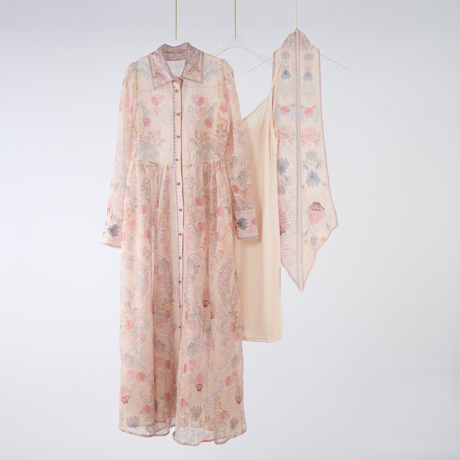 Women Spring Autumn Two Piece Set Printed Single Breasted Maxi Dress by Ragazza
