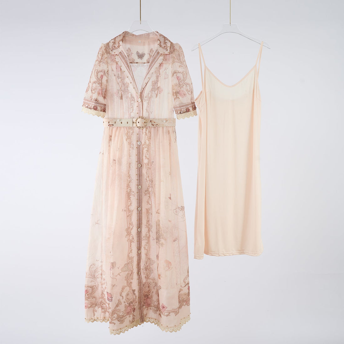 Women Summer Printed Buttons Stand Up Collar Maxi Dress by Ragazza