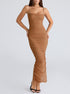 Sexy Stretch Mesh Ruched Maxi Dress Dress Tight Waist Slim Fit Sheath Cami Dress by Ragazza