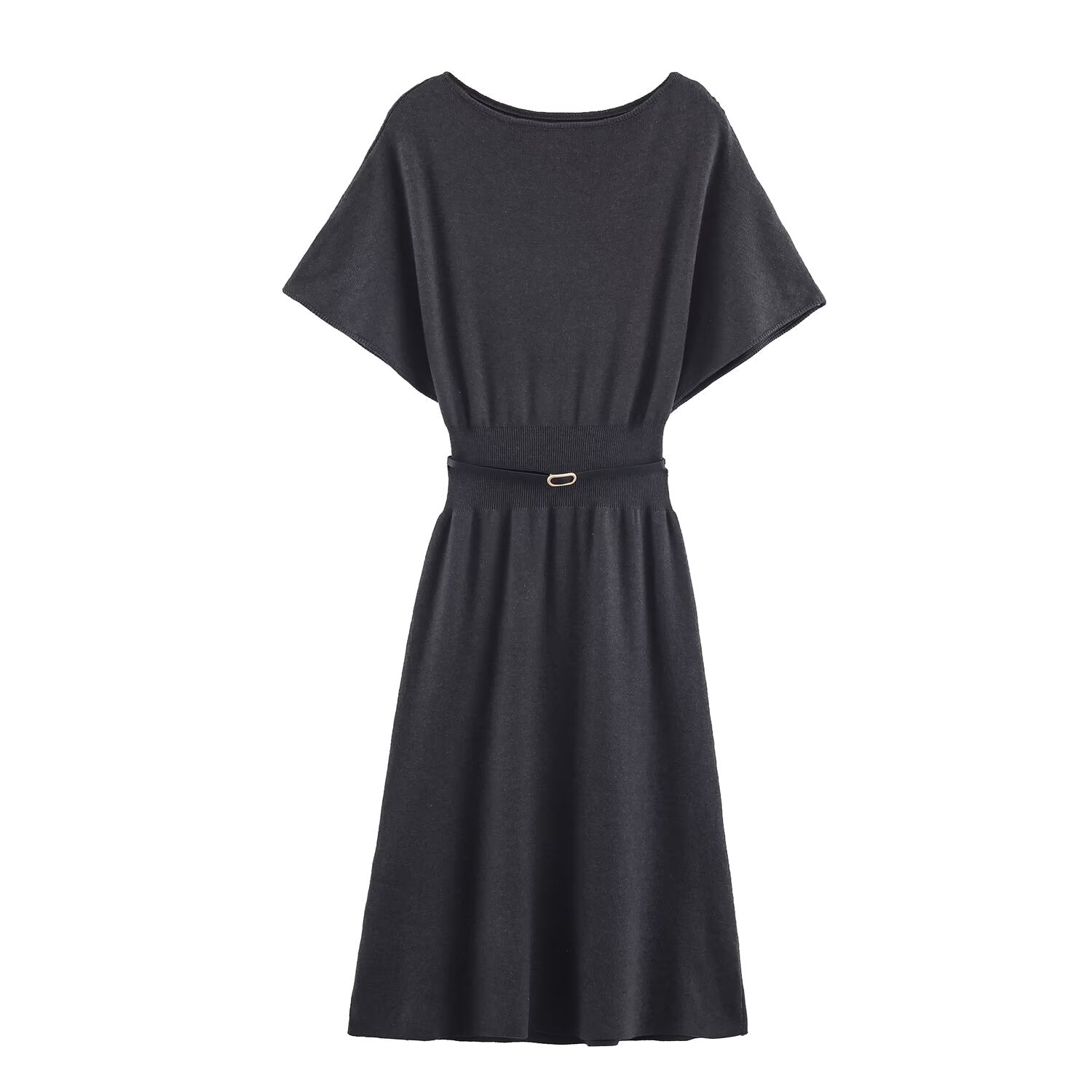 Women with Belt Knitted Mid Length Dress by Ragazza
