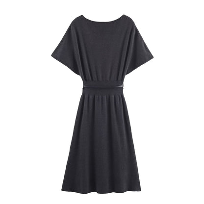 Women with Belt Knitted Mid Length Dress by Ragazza
