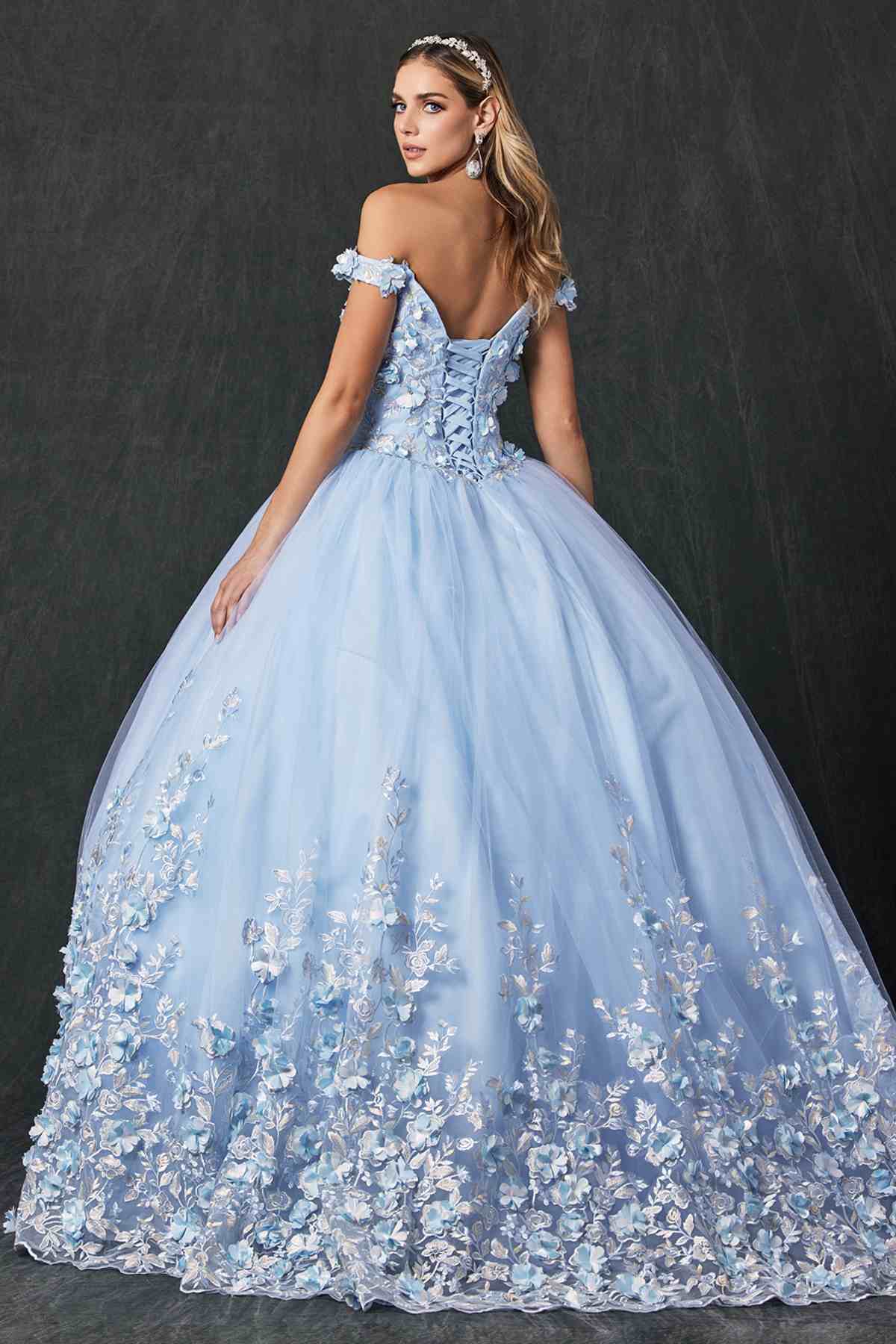 Juliet 1434 Dress Quinceanera Ball Gown 3D Floral Embroidered by DiscountDressShop