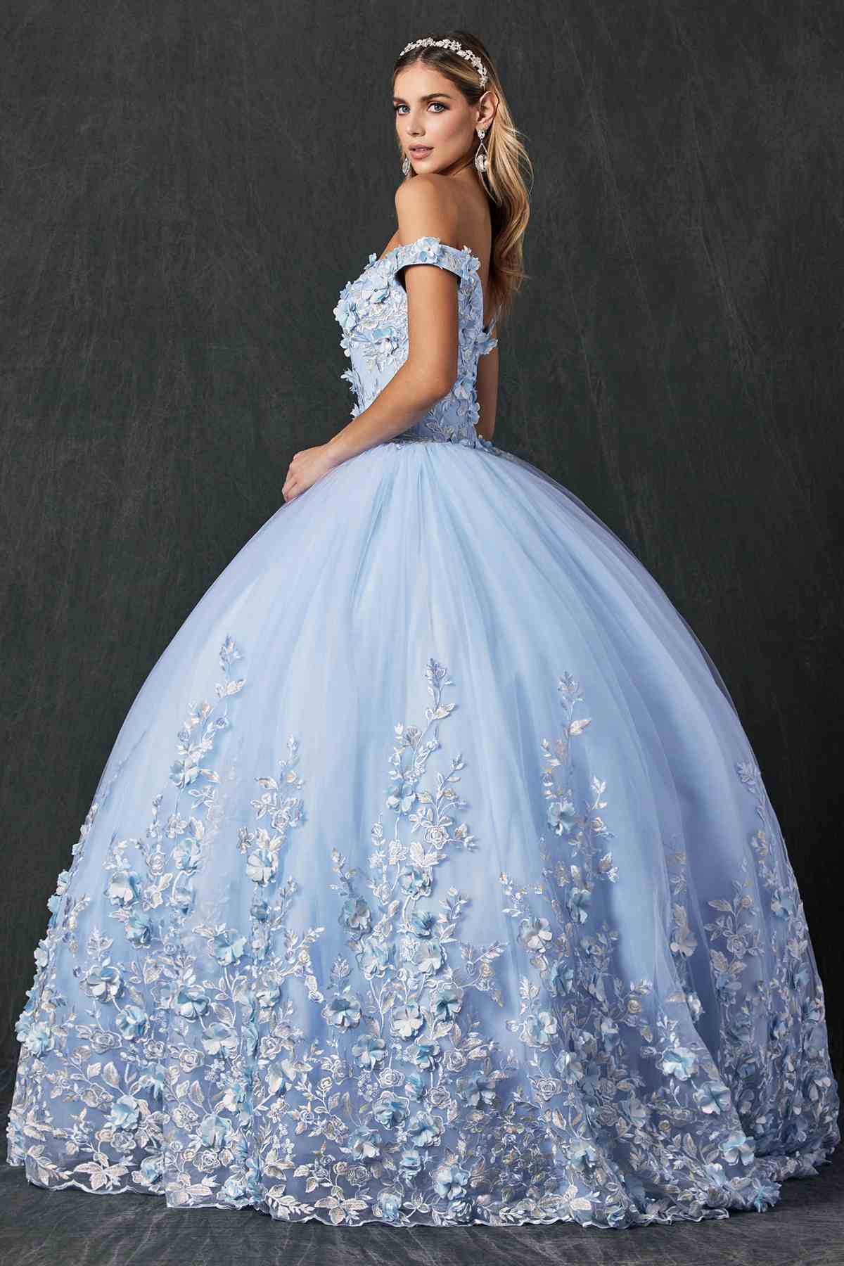Juliet 1434 Dress Quinceanera Ball Gown 3D Floral Embroidered by DiscountDressShop